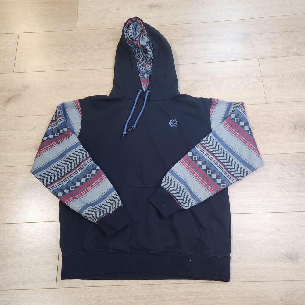 Hooey Hoodie Sweatshirt Mens Large Black Aztec Fleece Pullover Western Style
